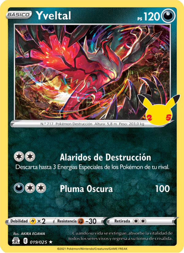 Yveltal 19 — Celebraciones (Spanish Pokémon TCG card)