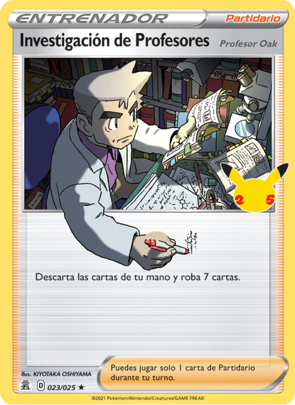 Investigación de Profesores (Profesor Oak) 23 — Celebraciones (Spanish Pokémon TCG card)