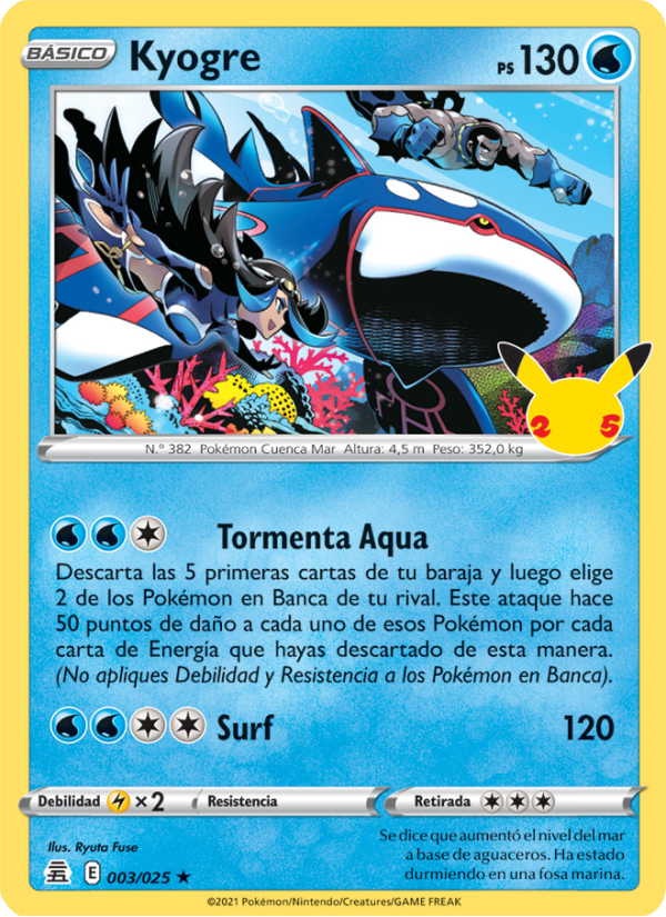 Kyogre 3 — Celebraciones (Spanish Pokémon TCG card)