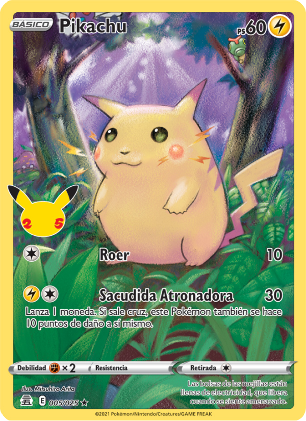 Pikachu 5 — Celebraciones (Spanish Pokémon TCG card)