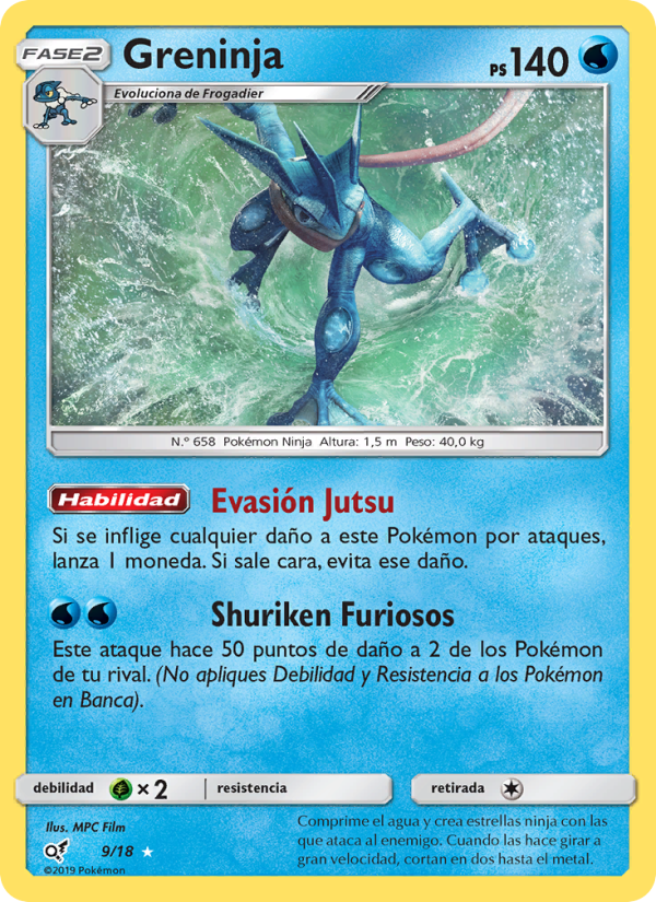 Greninja 9 — Detective Pikachu (Spanish Pokémon TCG card)
