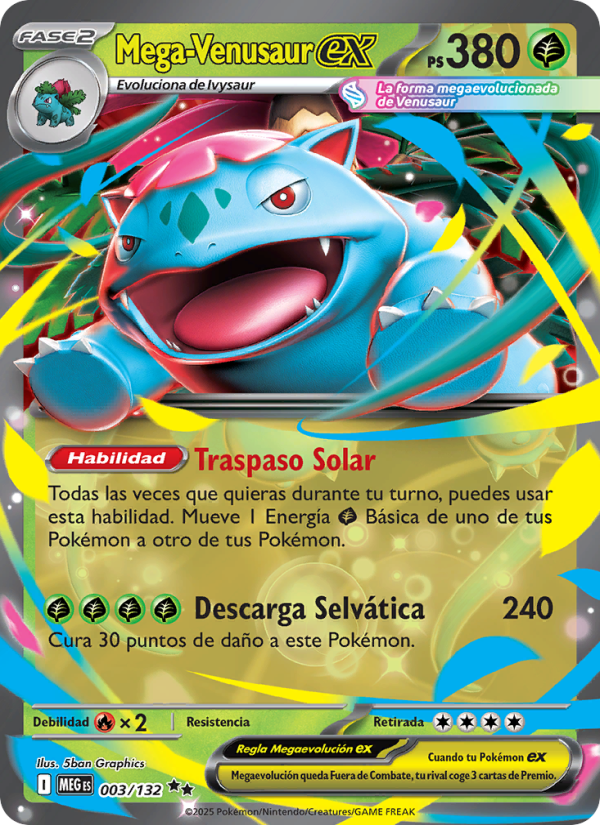Mega Venusaur ex 003 — Megaevolución (Spanish Pokémon TCG card)