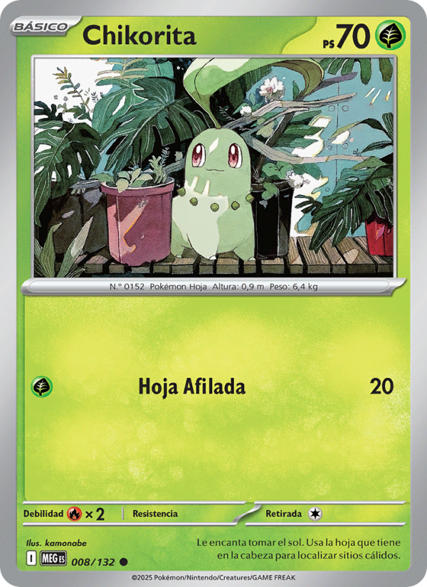 Chikorita 008 — Megaevolución (Spanish Pokémon TCG card)
