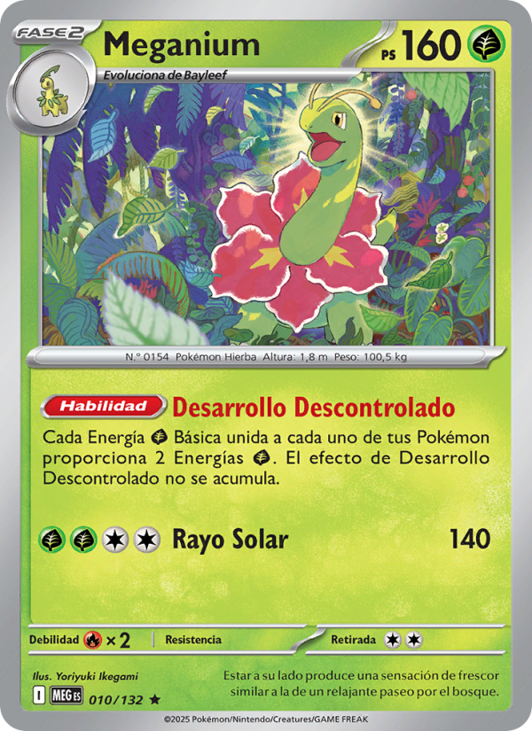 Meganium 010 — Megaevolución (Spanish Pokémon TCG card)