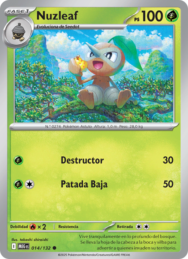 Nuzleaf 014 — Megaevolución (Spanish Pokémon TCG card)