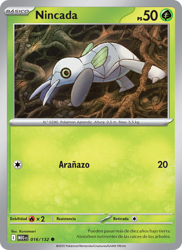 Nincada 016 — Megaevolución (Spanish Pokémon TCG card)