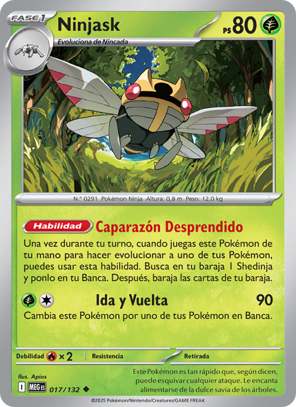 Ninjask 017 — Megaevolución (Spanish Pokémon TCG card)