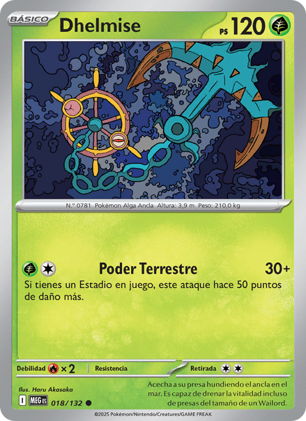 Dhelmise 018 — Megaevolución (Spanish Pokémon TCG card)