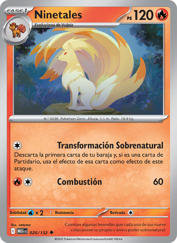 Ninetales 020 — Megaevolución (Spanish Pokémon TCG card)