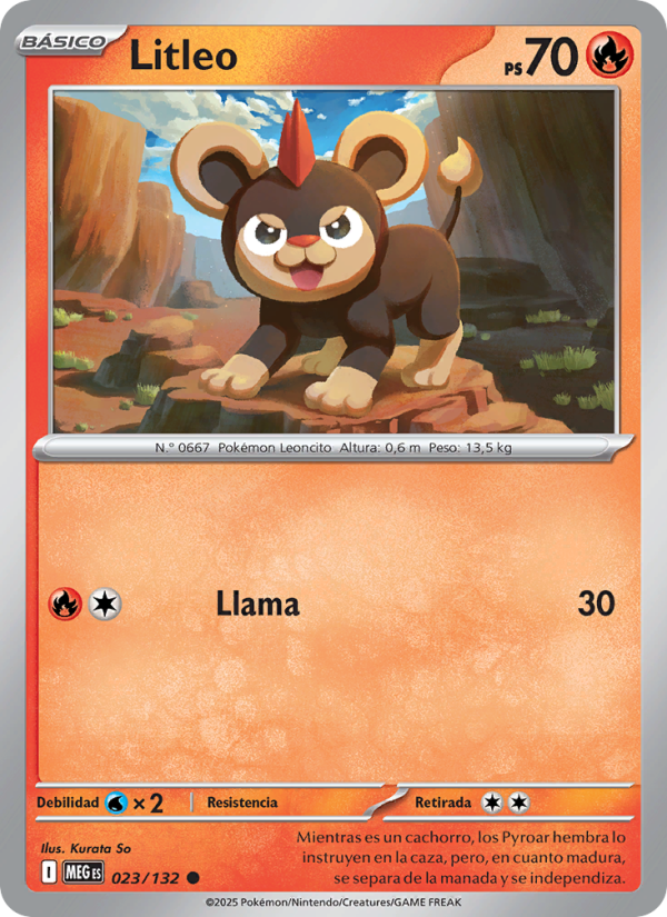 Litleo 023 — Megaevolución (Spanish Pokémon TCG card)