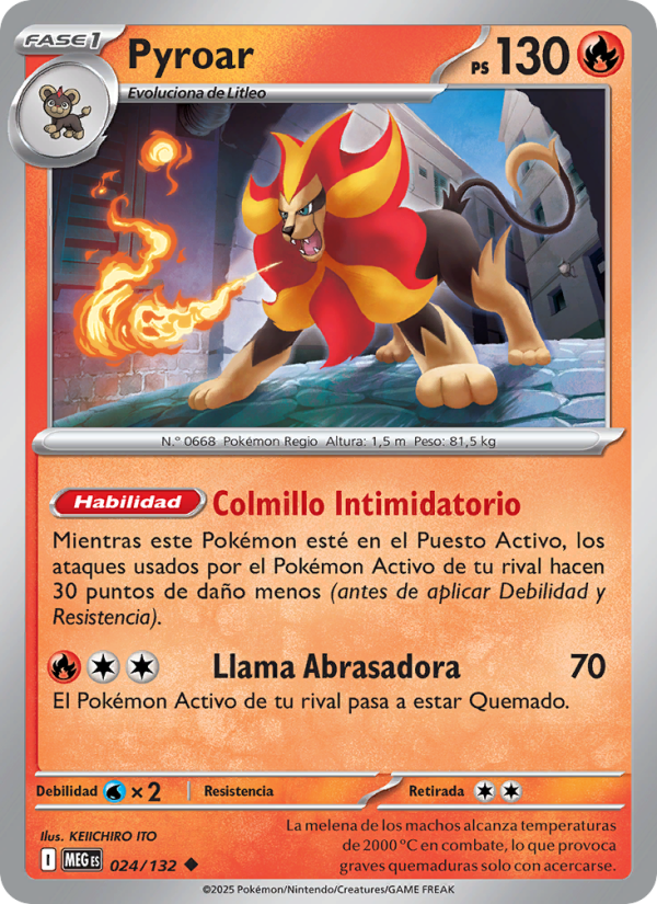 Pyroar 024 — Megaevolución (Spanish Pokémon TCG card)