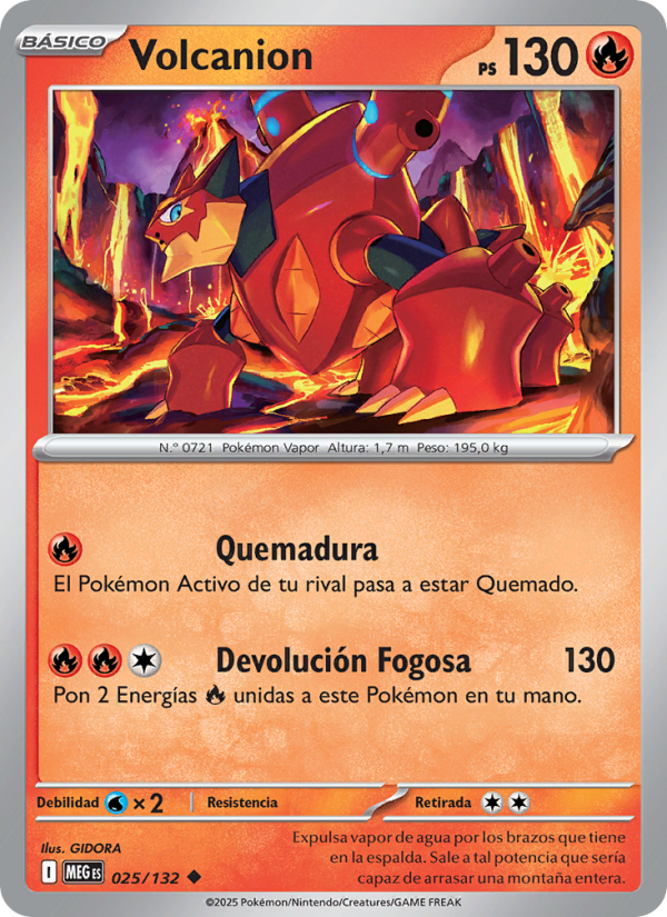 Volcanion 025 — Megaevolución (Spanish Pokémon TCG card)