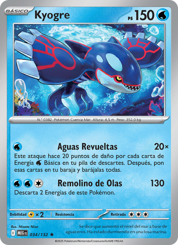 Kyogre 034 — Megaevolución (Spanish Pokémon TCG card)