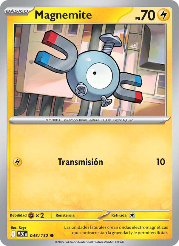 Magnemite 045 — Megaevolución (Spanish Pokémon TCG card)