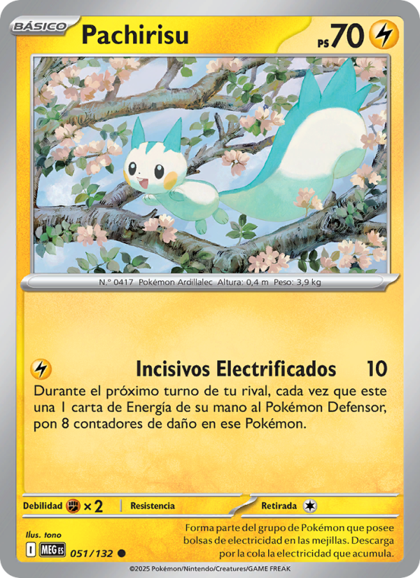 Pachirisu 051 — Megaevolución (Spanish Pokémon TCG card)