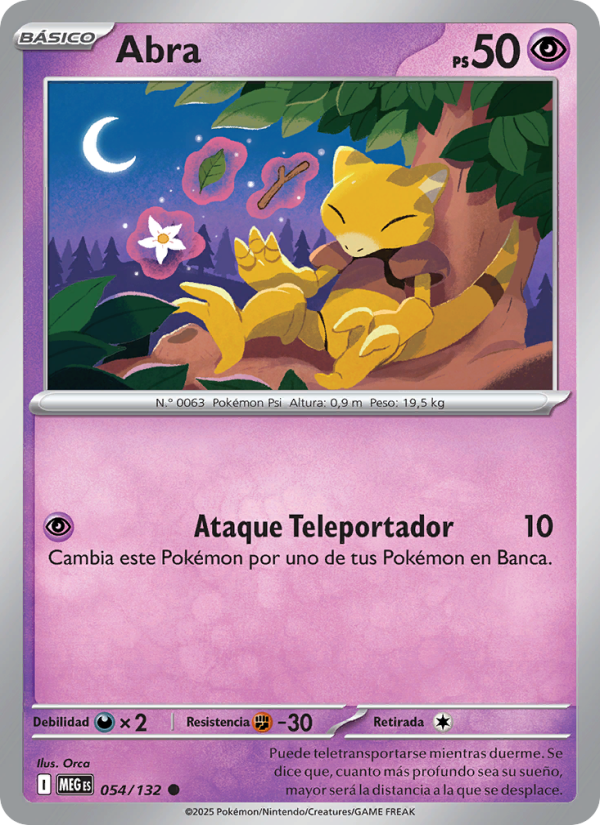 Abra 054 — Megaevolución (Spanish Pokémon TCG card)