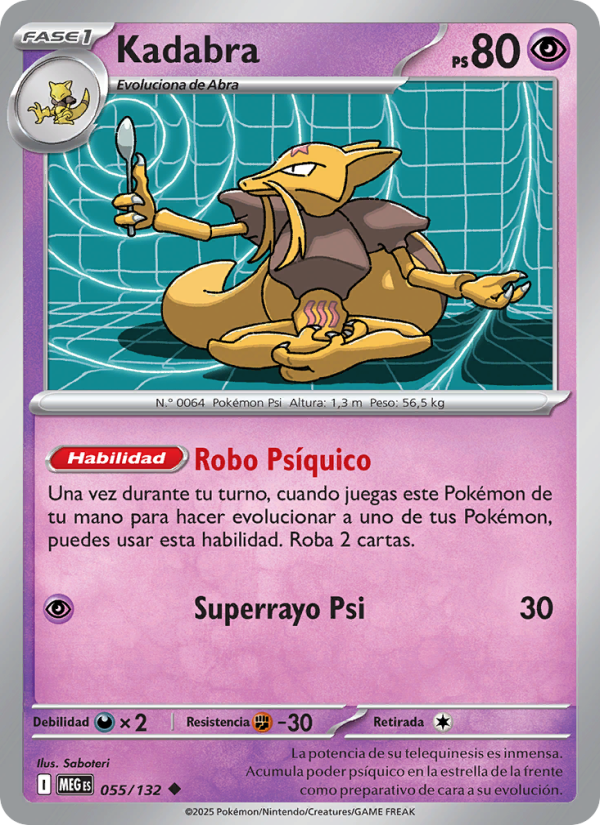 Kadabra 055 — Megaevolución (Spanish Pokémon TCG card)