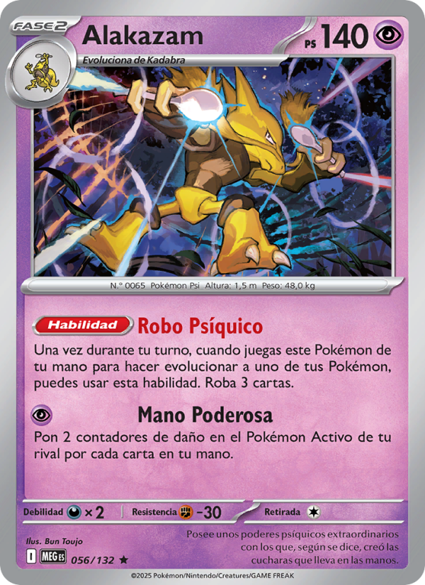 Alakazam 056 — Megaevolución (Spanish Pokémon TCG card)
