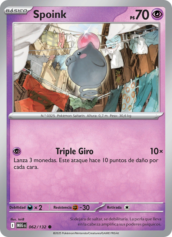 Spoink 062 — Megaevolución (Spanish Pokémon TCG card)