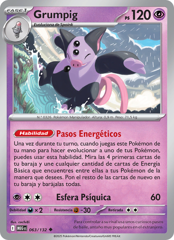 Grumpig 063 — Megaevolución (Spanish Pokémon TCG card)