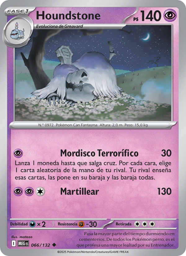 Houndstone 066 — Megaevolución (Spanish Pokémon TCG card)