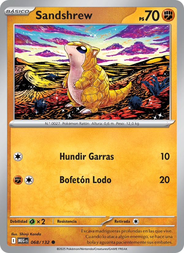 Sandshrew 068 — Megaevolución (Spanish Pokémon TCG card)