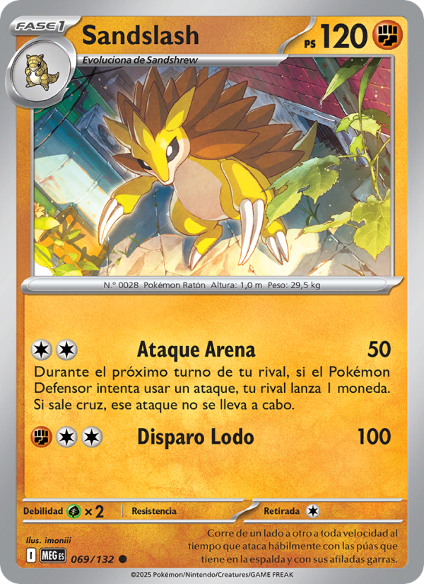 Sandslash 069 — Megaevolución (Spanish Pokémon TCG card)