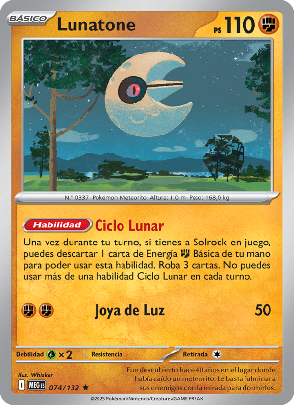 Lunatone 074 — Megaevolución (Spanish Pokémon TCG card)