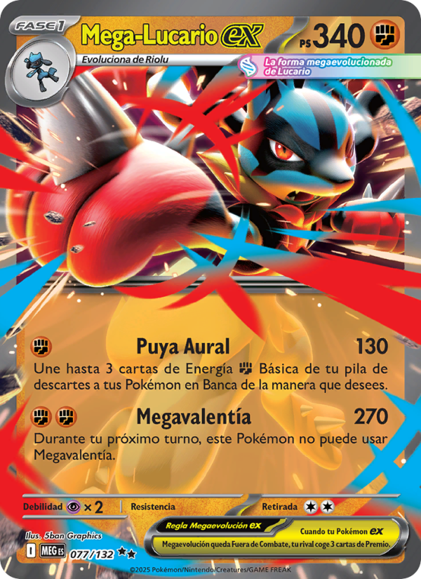 Mega-Lucario ex 077 — Megaevolución (Spanish Pokémon TCG card)