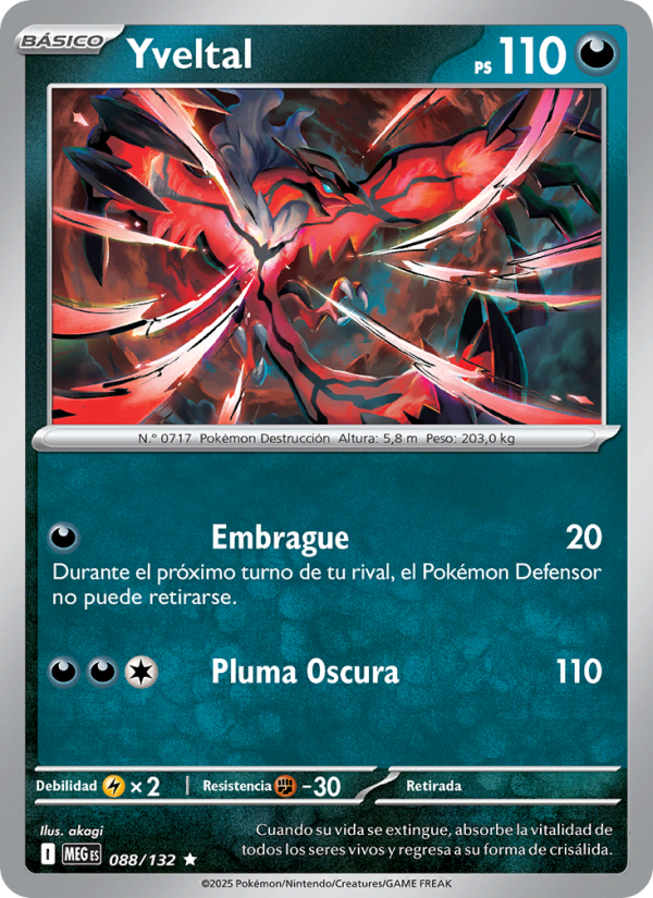 Yveltal 088 — Megaevolución (Spanish Pokémon TCG card)