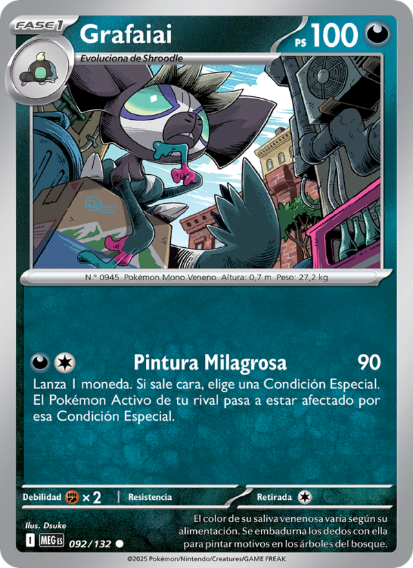 Grafaiai 092 — Megaevolución (Spanish Pokémon TCG card)