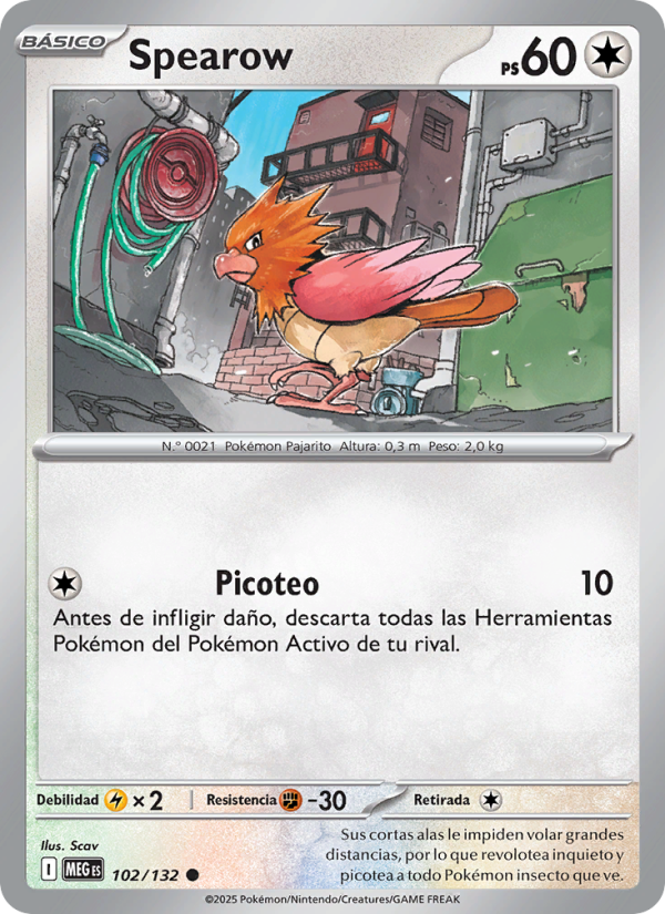 Spearow 102 — Megaevolución (Spanish Pokémon TCG card)