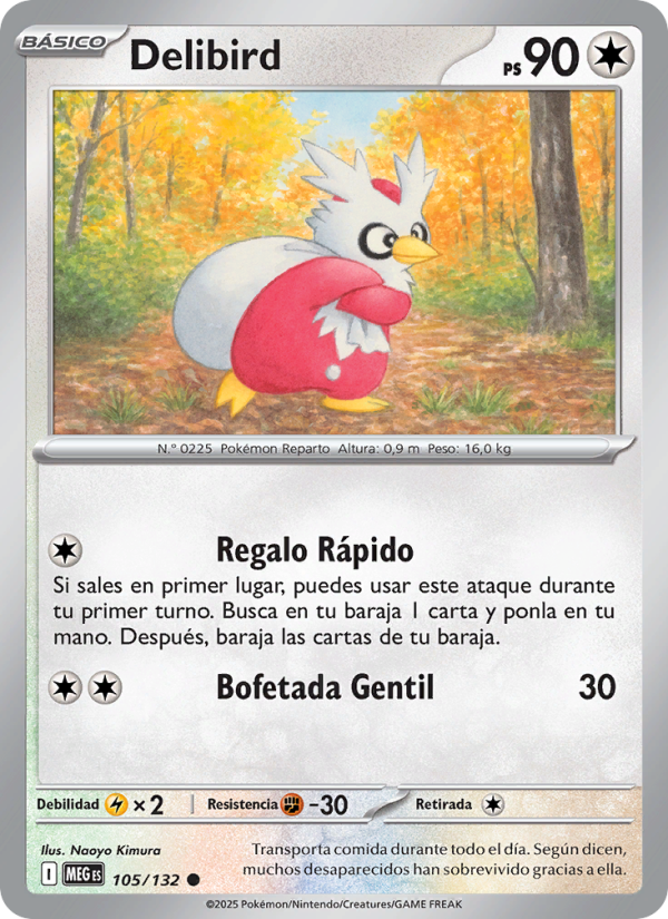 Delibird 105 — Megaevolución (Spanish Pokémon TCG card)