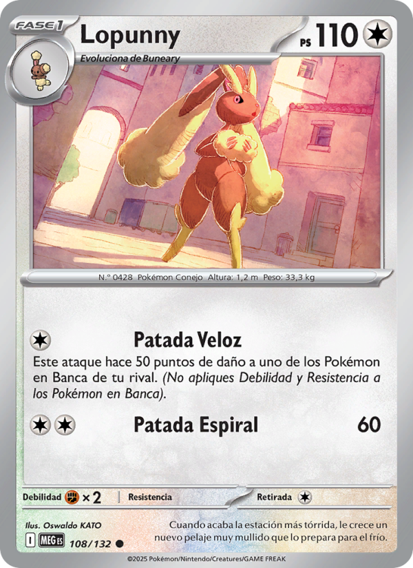 Lopunny 108 — Megaevolución (Spanish Pokémon TCG card)