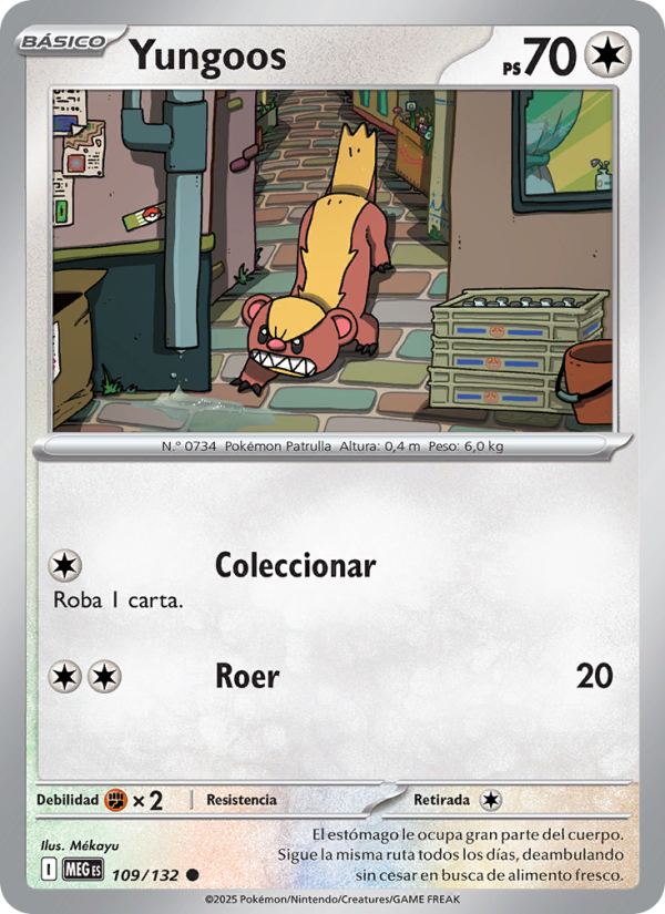 Yungoos 109 — Megaevolución (Spanish Pokémon TCG card)