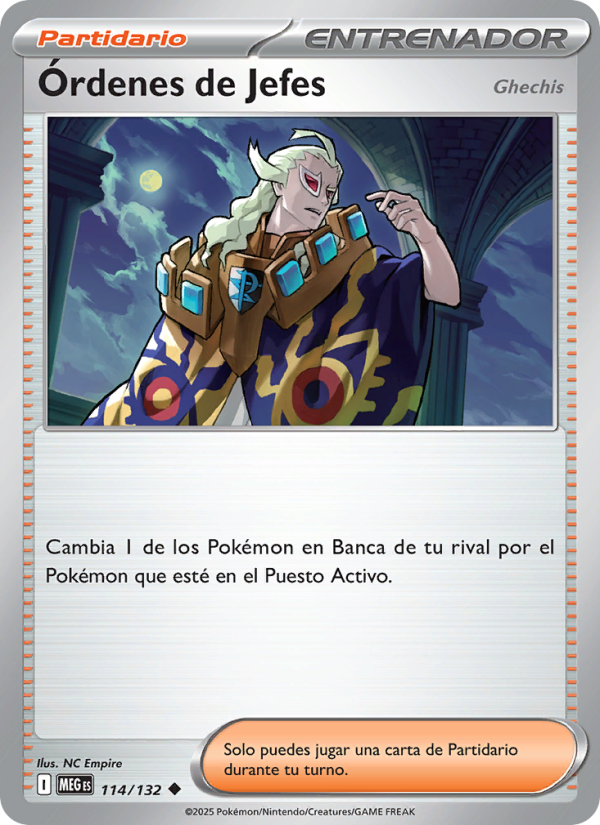 Órdenes de Jefes 114 — Megaevolución (Spanish Pokémon TCG card)