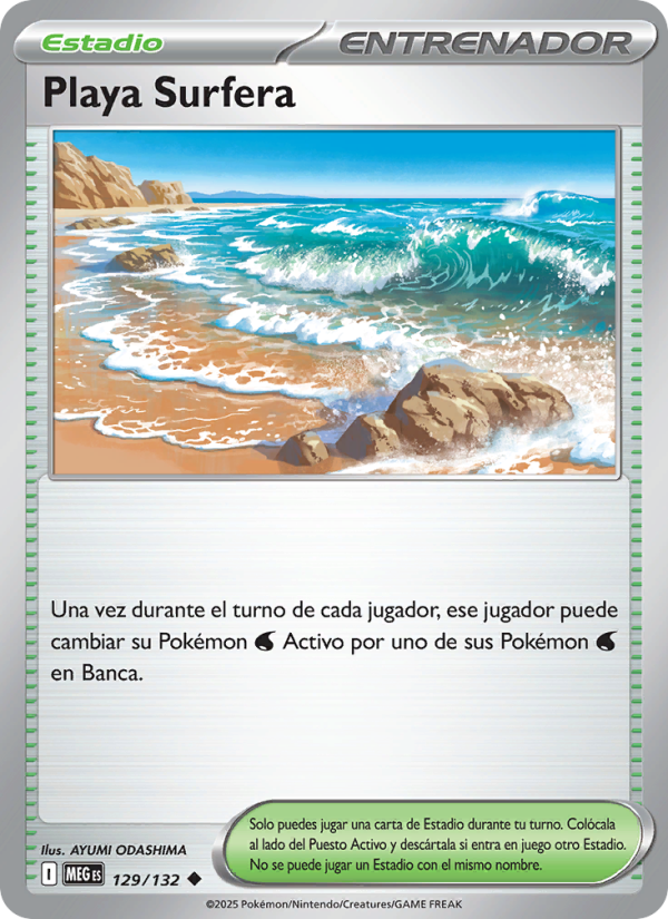 Playa Surfera 129 — Megaevolución (Spanish Pokémon TCG card)