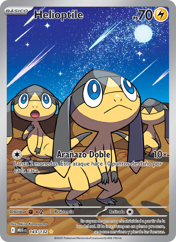 Helioptile 143 — Megaevolución (Spanish Pokémon TCG card)