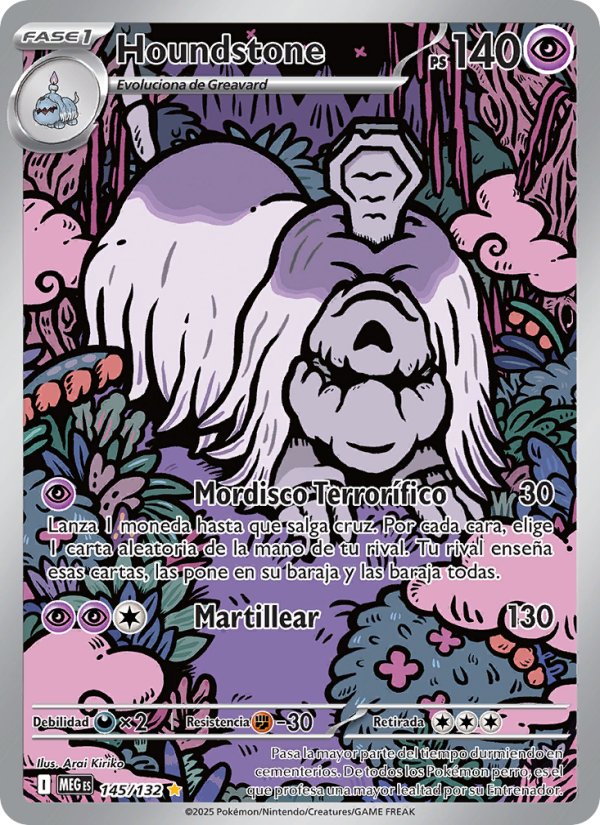 Houndstone 145 — Megaevolución (Spanish Pokémon TCG card)