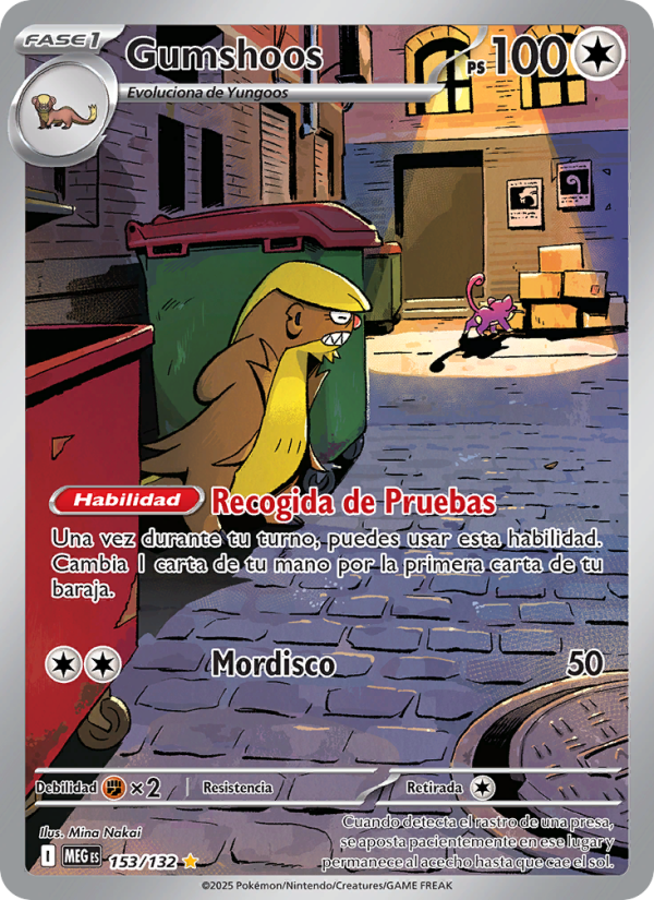 Gumshoos 153 — Megaevolución (Spanish Pokémon TCG card)
