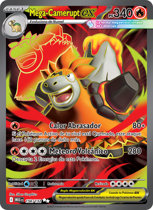Mega-Camerupt ex 156 — Megaevolución (Spanish Pokémon TCG card)