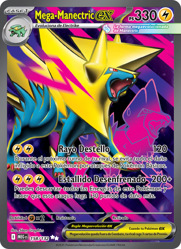 Mega-Manectric ex 158 — Megaevolución (Spanish Pokémon TCG card)