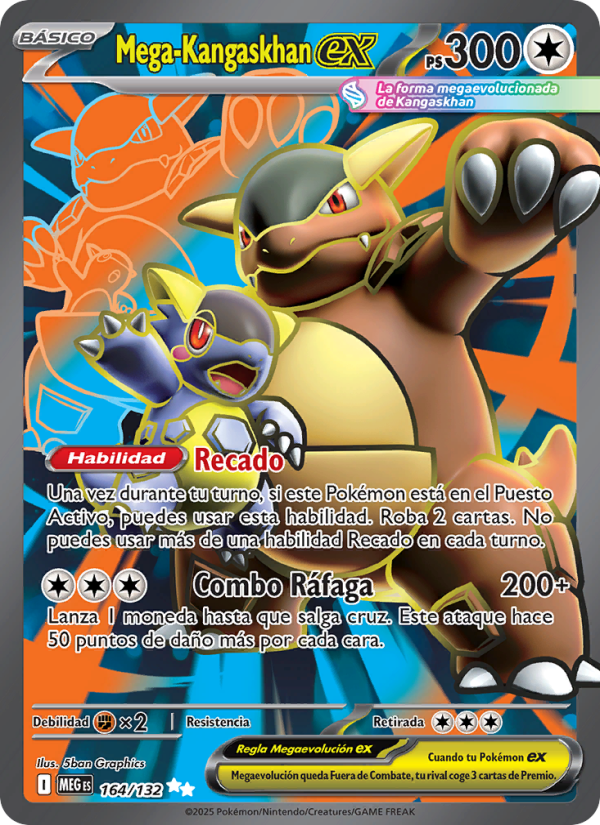 Mega-Kangaskhan ex 164 — Megaevolución (Spanish Pokémon TCG card)