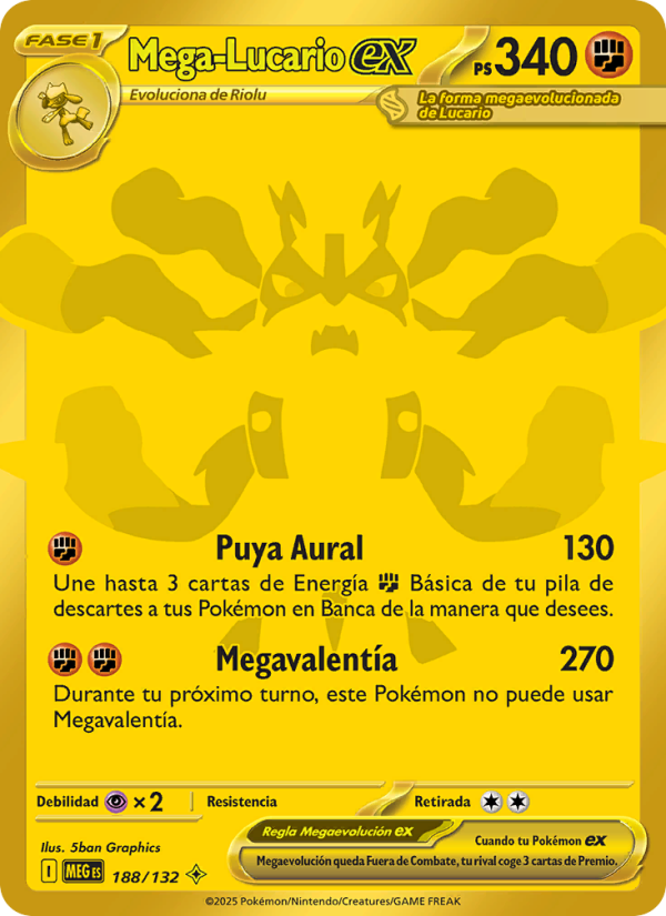 Mega-Lucario ex 188 — Megaevolución (Spanish Pokémon TCG card)