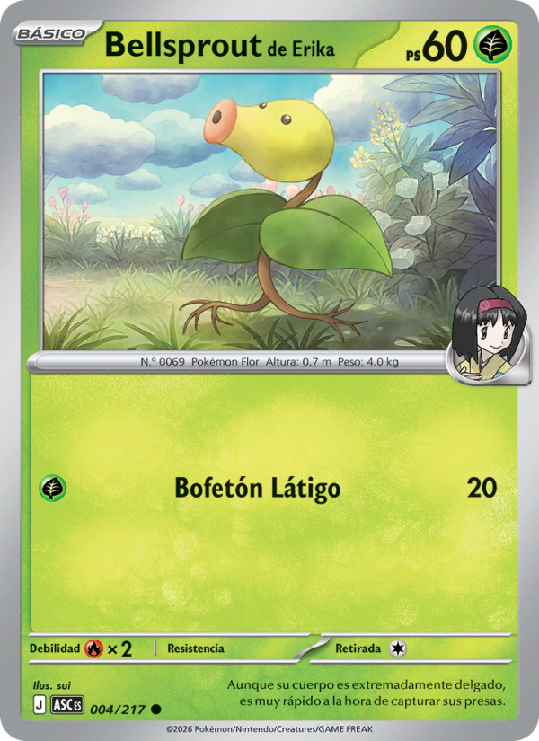 Bellsprout de Erika 004 — Héroes Ascendentes (Spanish Pokémon TCG card)