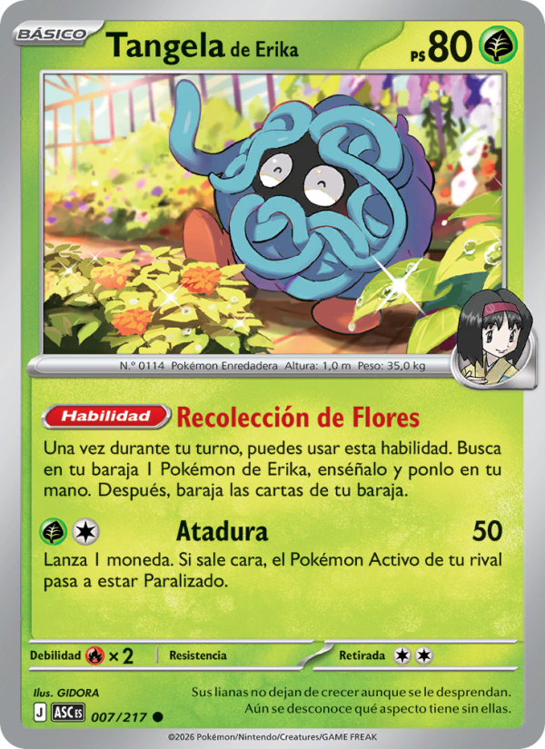 Tangela de Erika 007 — Héroes Ascendentes (Spanish Pokémon TCG card)