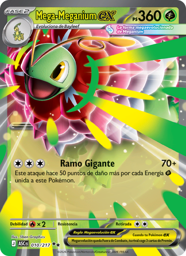Mega-Meganium ex 010 — Héroes Ascendentes (Spanish Pokémon TCG card)