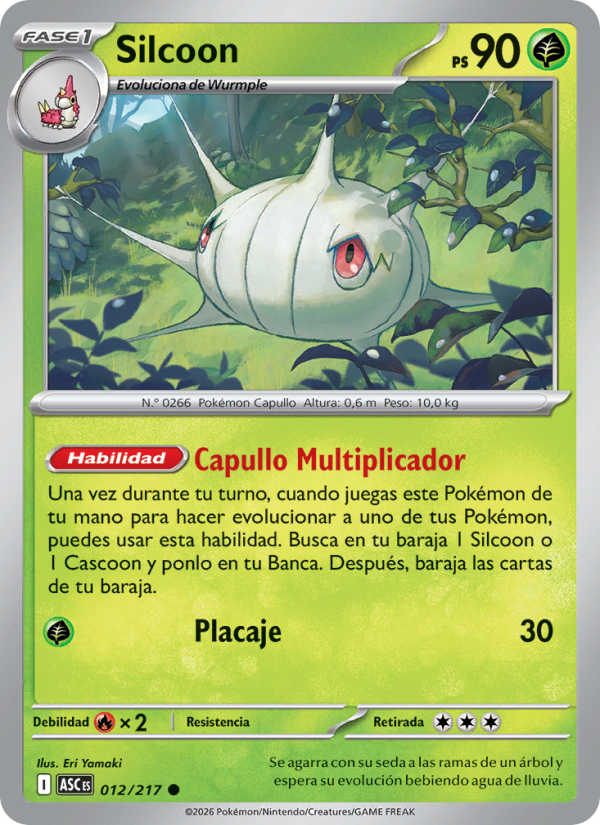 Silcoon 012 — Héroes Ascendentes (Spanish Pokémon TCG card)