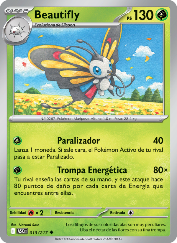 Beautifly 013 — Héroes Ascendentes (Spanish Pokémon TCG card)