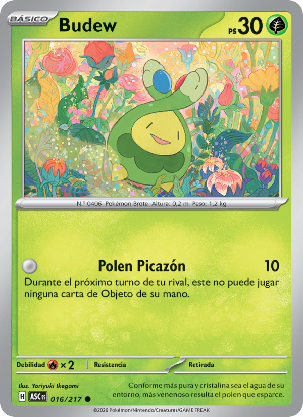 Budew 016 — Héroes Ascendentes (Spanish Pokémon TCG card)
